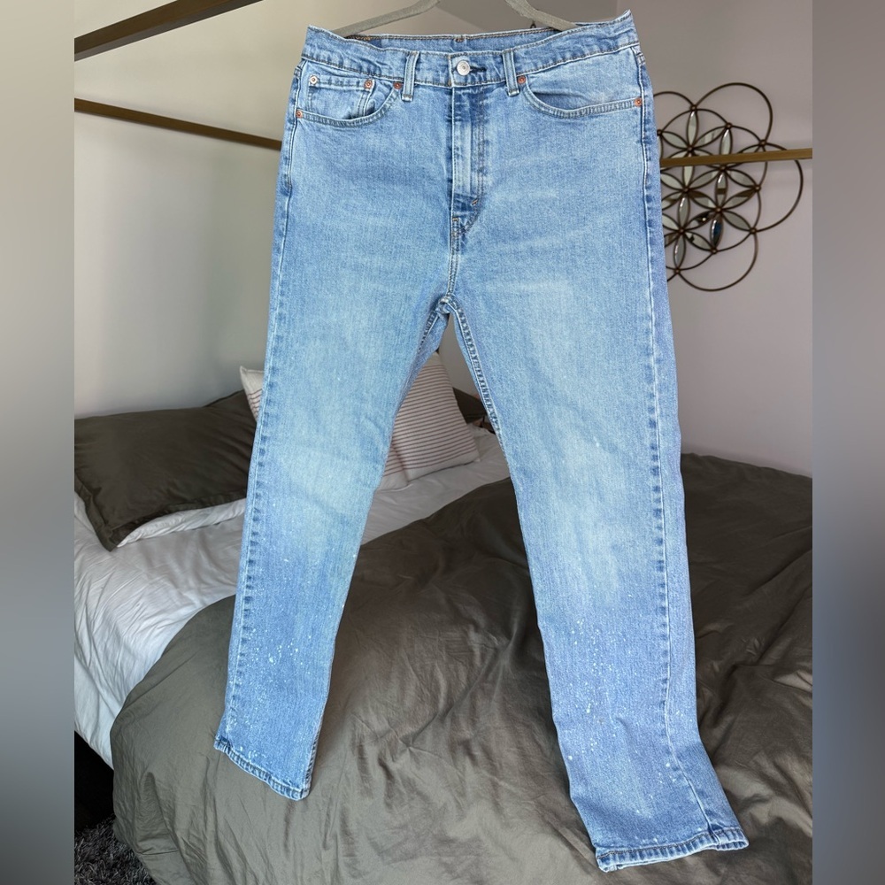 Levi’s 505 Straight Leg Jeans Mens 34x32 Light Wash Paint Splatter 90s Y2K VTG